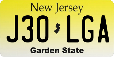 NJ license plate J30LGA
