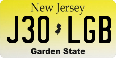NJ license plate J30LGB