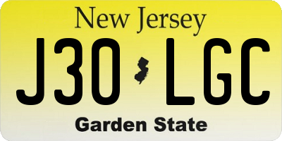 NJ license plate J30LGC