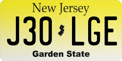 NJ license plate J30LGE