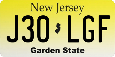 NJ license plate J30LGF