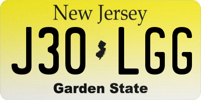 NJ license plate J30LGG