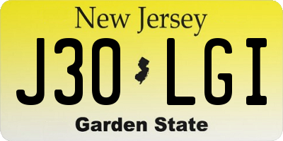 NJ license plate J30LGI