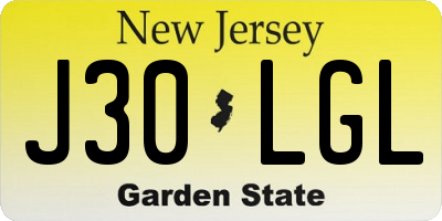 NJ license plate J30LGL