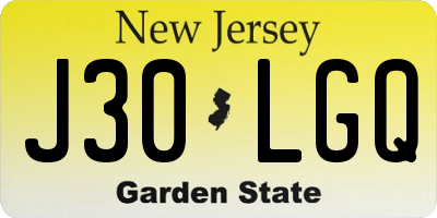 NJ license plate J30LGQ