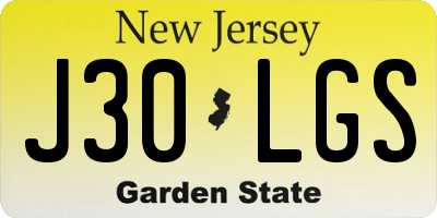 NJ license plate J30LGS