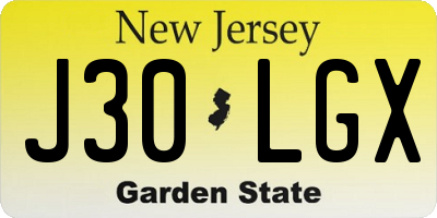 NJ license plate J30LGX