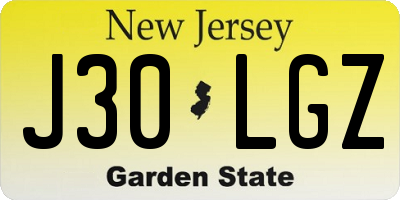 NJ license plate J30LGZ