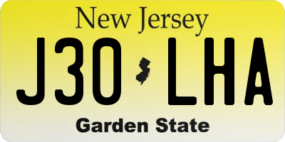 NJ license plate J30LHA