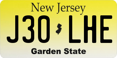 NJ license plate J30LHE