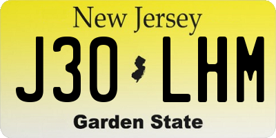 NJ license plate J30LHM