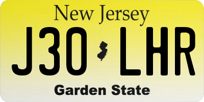 NJ license plate J30LHR