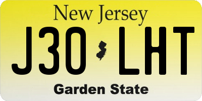 NJ license plate J30LHT