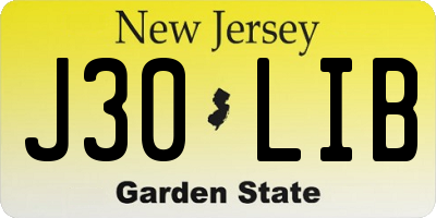 NJ license plate J30LIB