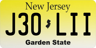 NJ license plate J30LII