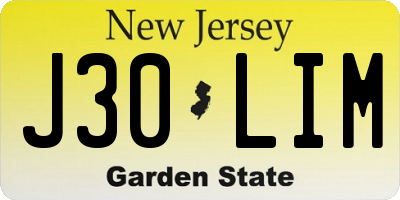 NJ license plate J30LIM