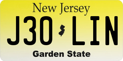 NJ license plate J30LIN