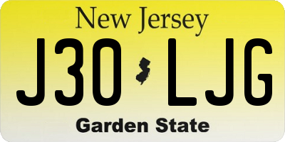 NJ license plate J30LJG