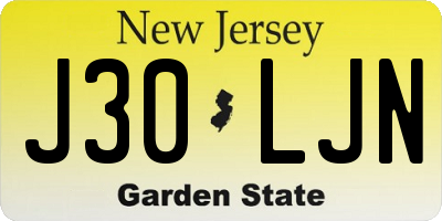 NJ license plate J30LJN
