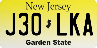 NJ license plate J30LKA