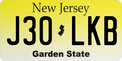 NJ license plate J30LKB