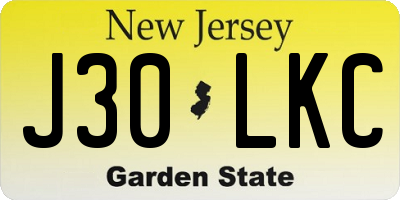 NJ license plate J30LKC