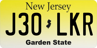 NJ license plate J30LKR