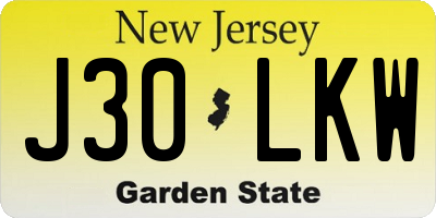 NJ license plate J30LKW