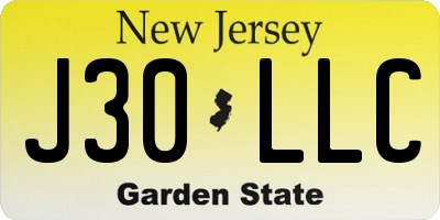 NJ license plate J30LLC