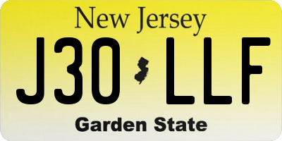 NJ license plate J30LLF