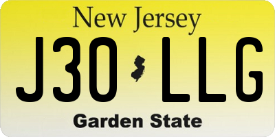 NJ license plate J30LLG