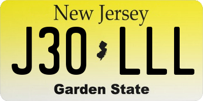 NJ license plate J30LLL