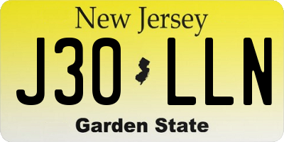 NJ license plate J30LLN