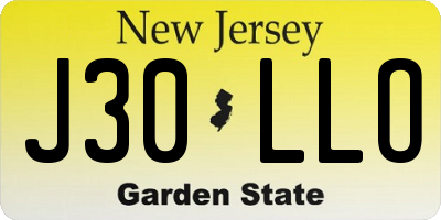 NJ license plate J30LLO