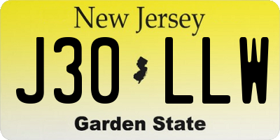 NJ license plate J30LLW