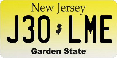 NJ license plate J30LME
