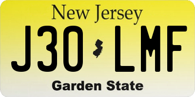 NJ license plate J30LMF