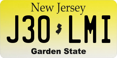NJ license plate J30LMI