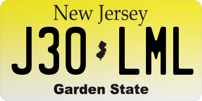 NJ license plate J30LML