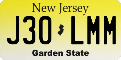 NJ license plate J30LMM