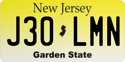 NJ license plate J30LMN