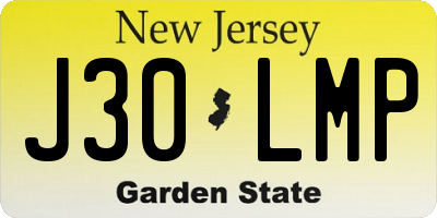 NJ license plate J30LMP
