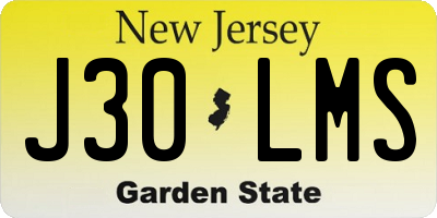 NJ license plate J30LMS