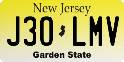 NJ license plate J30LMV