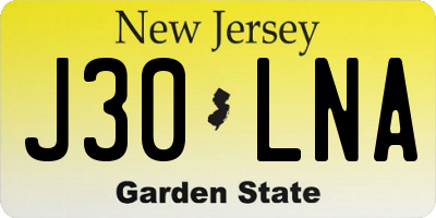 NJ license plate J30LNA