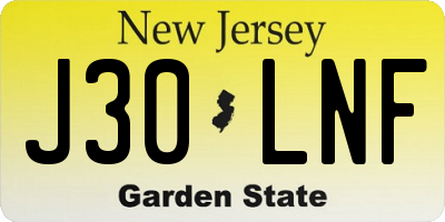 NJ license plate J30LNF