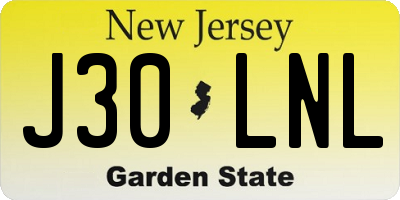 NJ license plate J30LNL