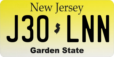 NJ license plate J30LNN