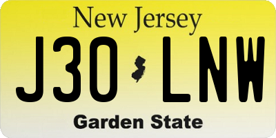 NJ license plate J30LNW