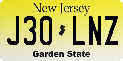 NJ license plate J30LNZ